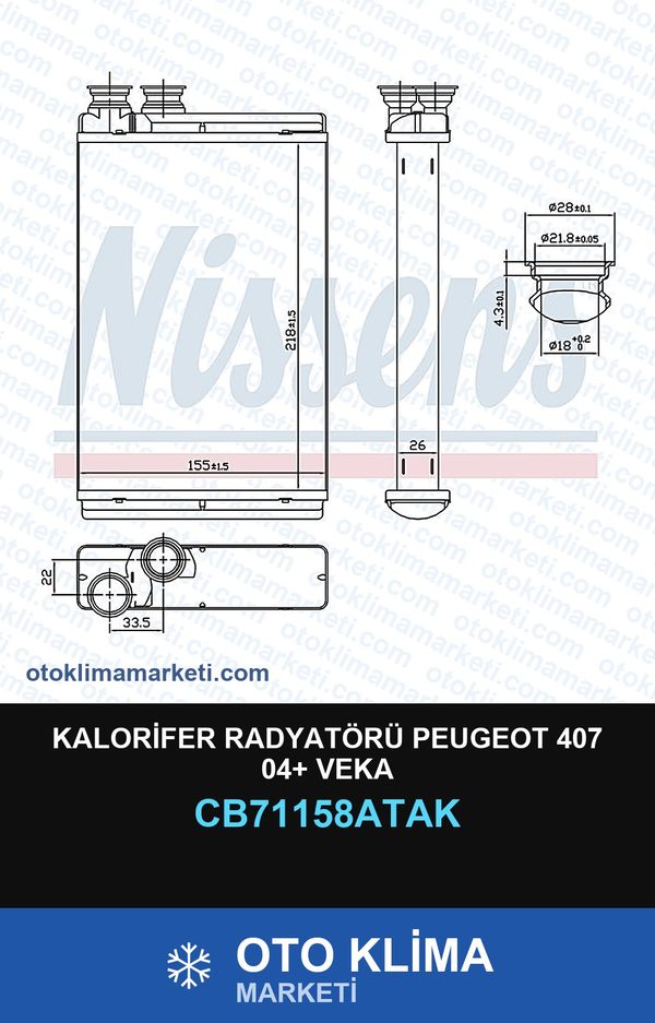 Kalorifer Radyatörü Peugeot 407 04+ Veka — KALORİFER PETEĞİ — VEKA marka — Uyumlu: PEUGEOT