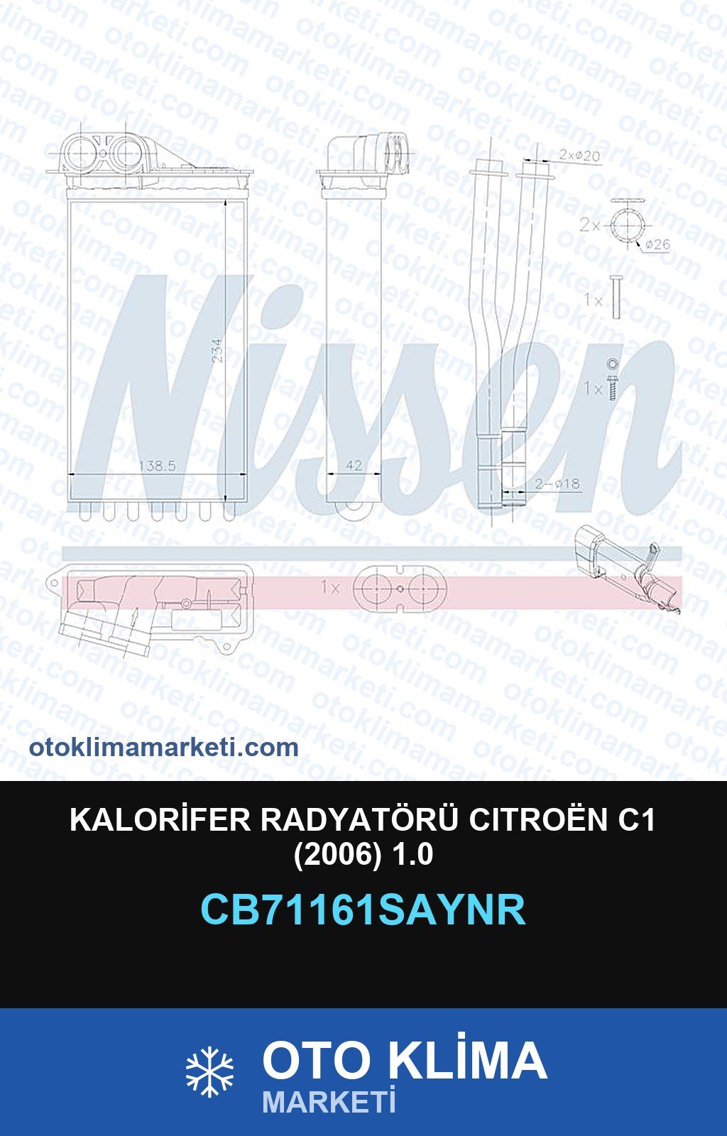 Kalorifer Radyatörü CıtroËN C1 (2006) 1.0 — KALORİFER PETEĞİ — COOLTECH marka
