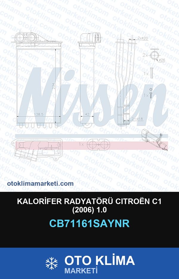 Kalorifer Radyatörü CıtroËN C1 (2006) 1.0 — KALORİFER PETEĞİ — COOLTECH marka