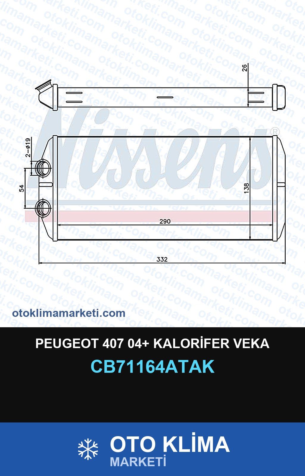 Peugeot 407 04+ Kalorifer Veka — KALORİFER PETEĞİ — VEKA marka — Uyumlu: PEUGEOT