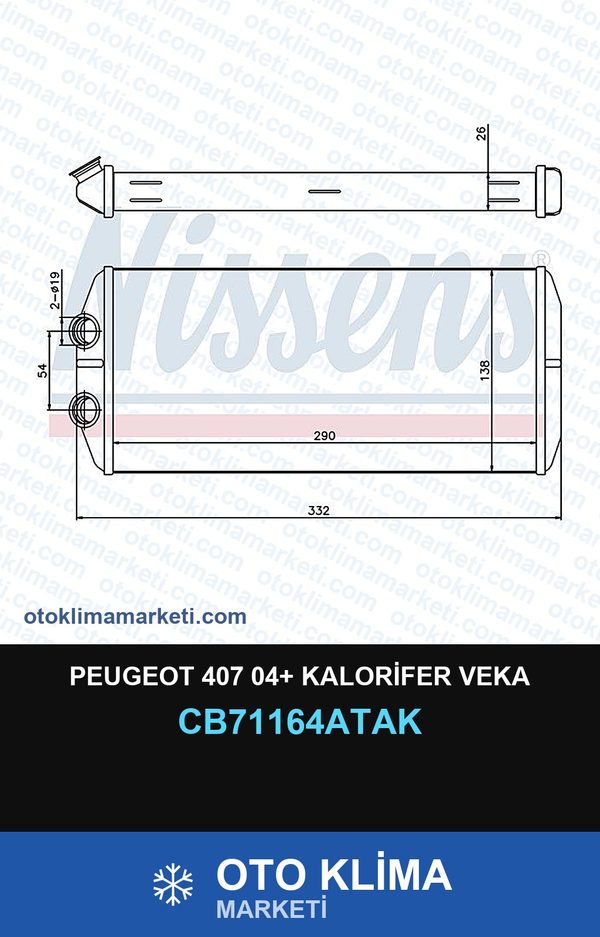 Peugeot 407 04+ Kalorifer Veka — KALORİFER PETEĞİ — VEKA marka — Uyumlu: PEUGEOT