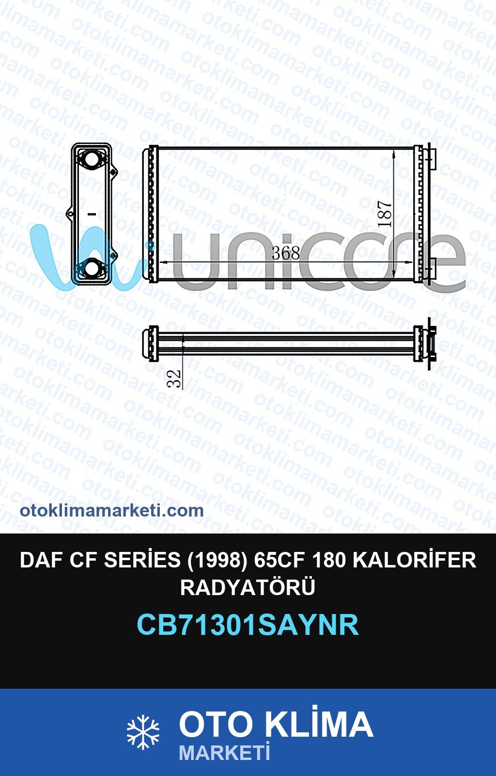 DAF Cf Series (1998) 65CF 180 Kalorifer Radyatörü — KALORİFER PETEĞİ — UNICORE marka — Uyumlu: DAF