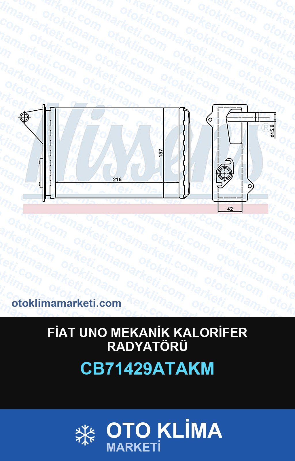 Fiat Uno Mekanik Kalorifer Radyatörü — KALORİFER PETEĞİ — VEKA marka — Uyumlu: FIAT
