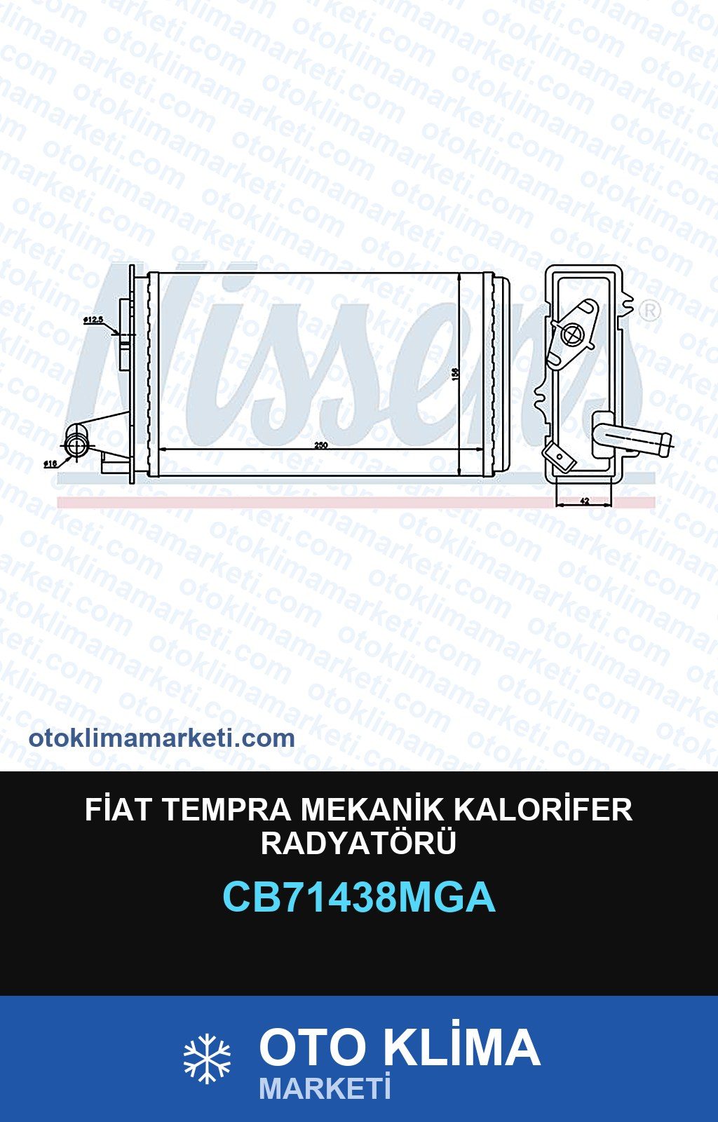 Fiat Tempra Mekanik Kalorifer Radyatörü — KALORİFER PETEĞİ — MGA marka — Uyumlu: FIAT