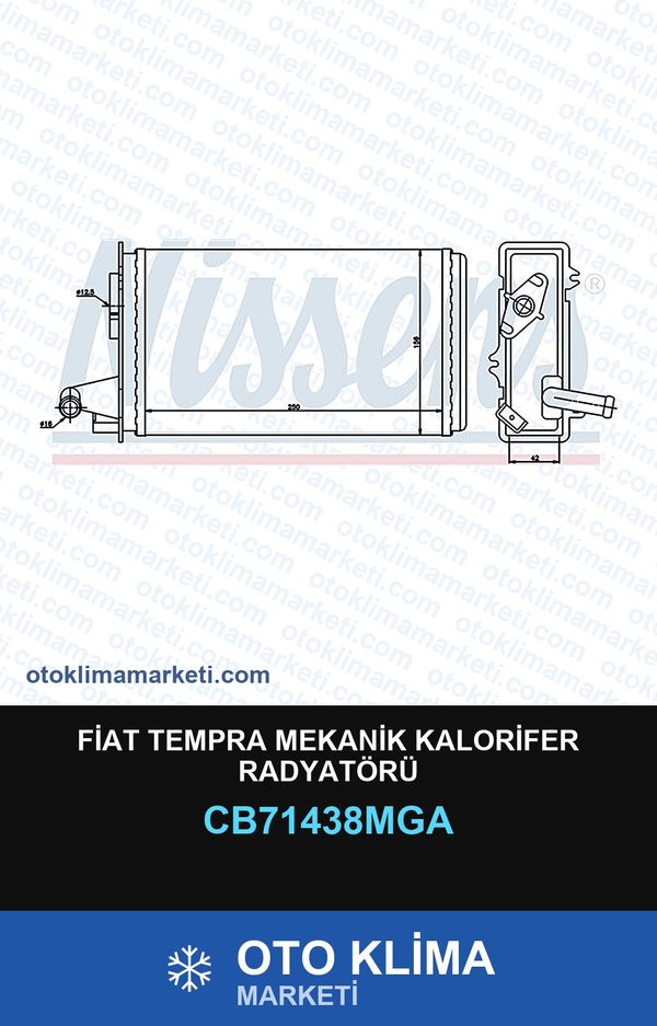 Fiat Tempra Mekanik Kalorifer Radyatörü — KALORİFER PETEĞİ — MGA marka — Uyumlu: FIAT
