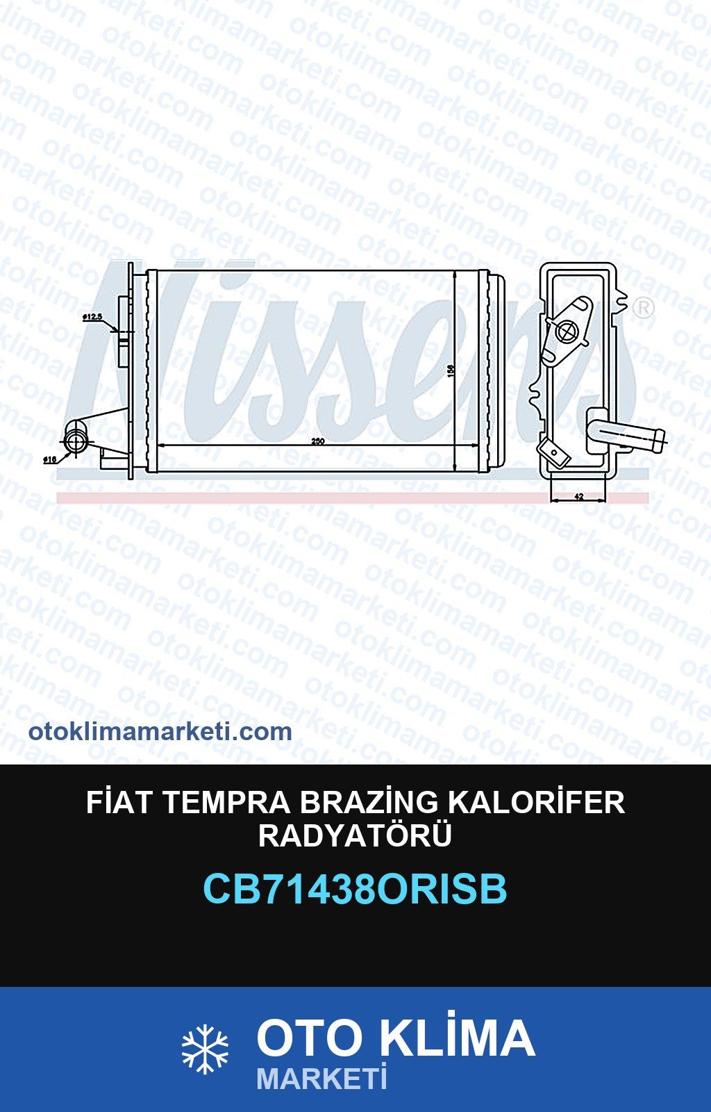 Fiat Tempra Brazing Kalorifer Radyatörü — KALORİFER PETEĞİ — ORİS marka — Uyumlu: FIAT
