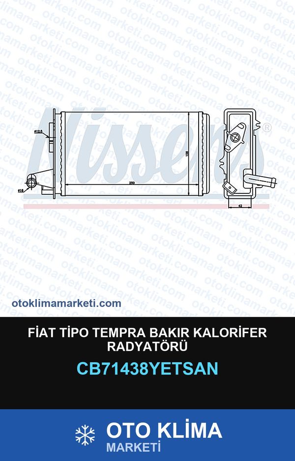 Fiat Tipo Tempra Bakır Kalorifer Radyatörü — KALORİFER PETEĞİ — YETSAN marka — Uyumlu: FIAT