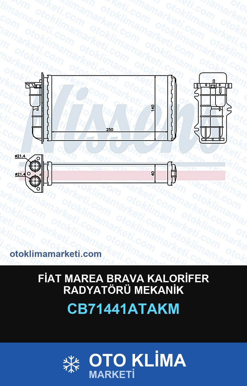 Fiat Marea Brava Kalorifer Radyatörü Mekanik — KALORİFER PETEĞİ — VEKA marka — Uyumlu: FIAT