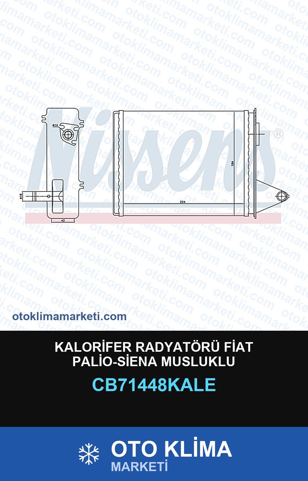 Kalorifer Radyatörü Fiat Palio-Siena Musluklu — KALORİFER PETEĞİ — KALE marka — Uyumlu: FIAT