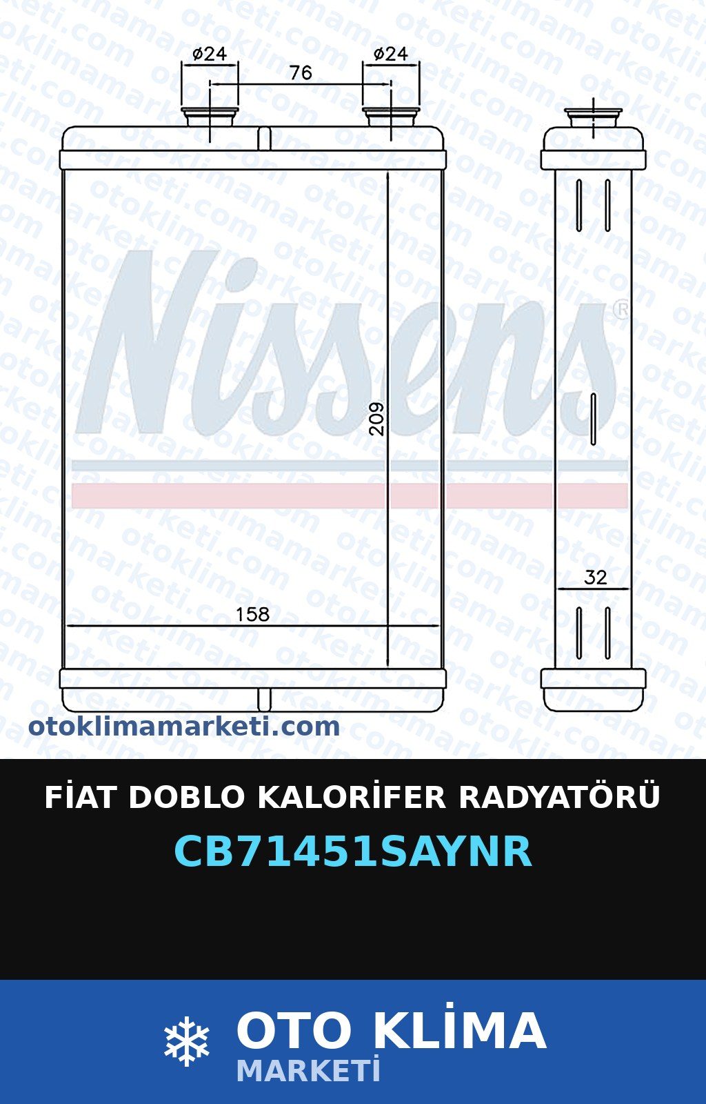 Fiat Doblo Kalorifer Radyatörü — KALORİFER PETEĞİ — UNICORE marka — Uyumlu: FIAT