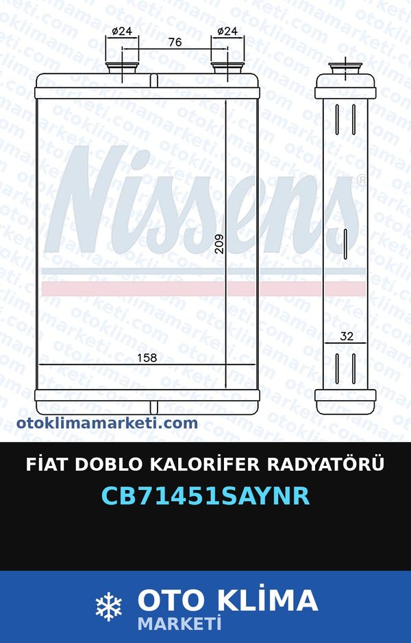 Fiat Doblo Kalorifer Radyatörü — KALORİFER PETEĞİ — UNICORE marka — Uyumlu: FIAT