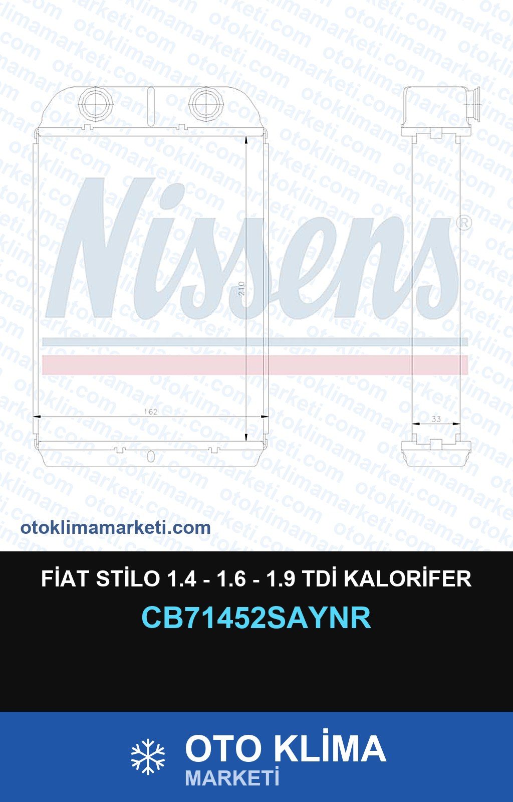 Fiat Stilo 1.4 - 1.6 - 1.9 TDİ Kalorifer — KALORİFER PETEĞİ — UNICORE marka — Uyumlu: FIAT