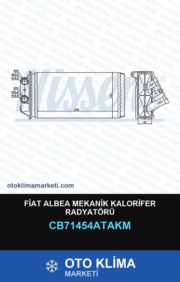 Fiat Albea Mekanik Kalorifer Radyatörü — KALORİFER PETEĞİ — VEKA marka — Uyumlu: FIAT