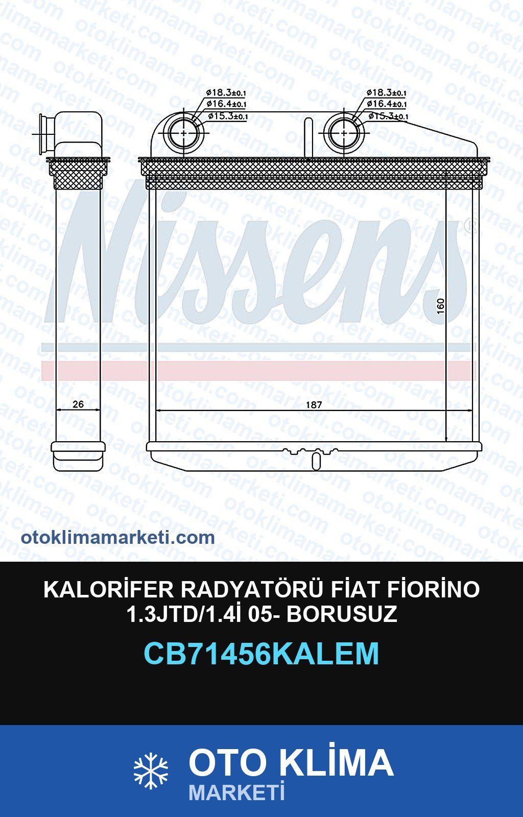 Kalorifer Radyatörü Fiat Fiorino 1.3JTD/1.4İ 05- Borusuz — KALORİFER PETEĞİ — KALE marka — Uyumlu: FIAT