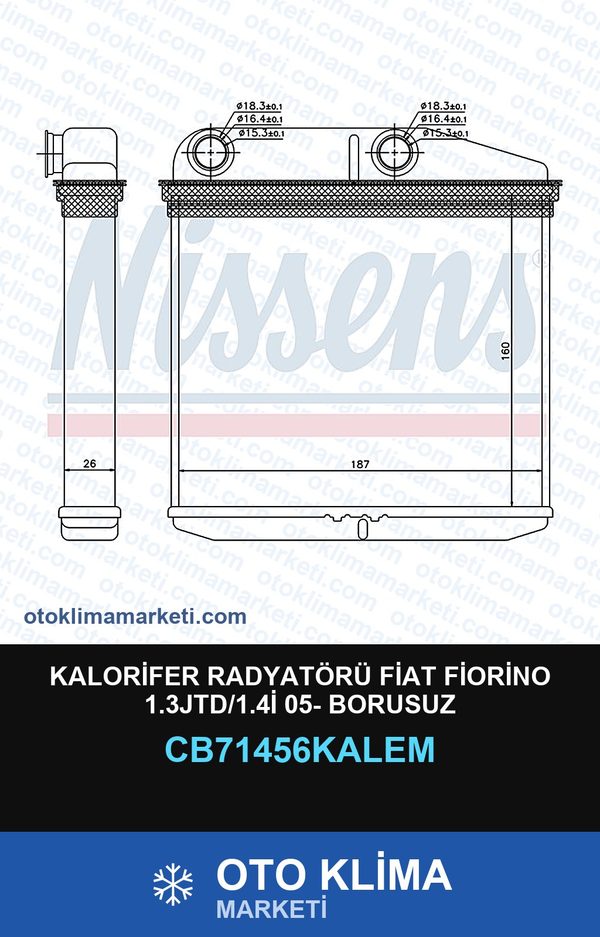 Kalorifer Radyatörü Fiat Fiorino 1.3JTD/1.4İ 05- Borusuz — KALORİFER PETEĞİ — KALE marka — Uyumlu: FIAT