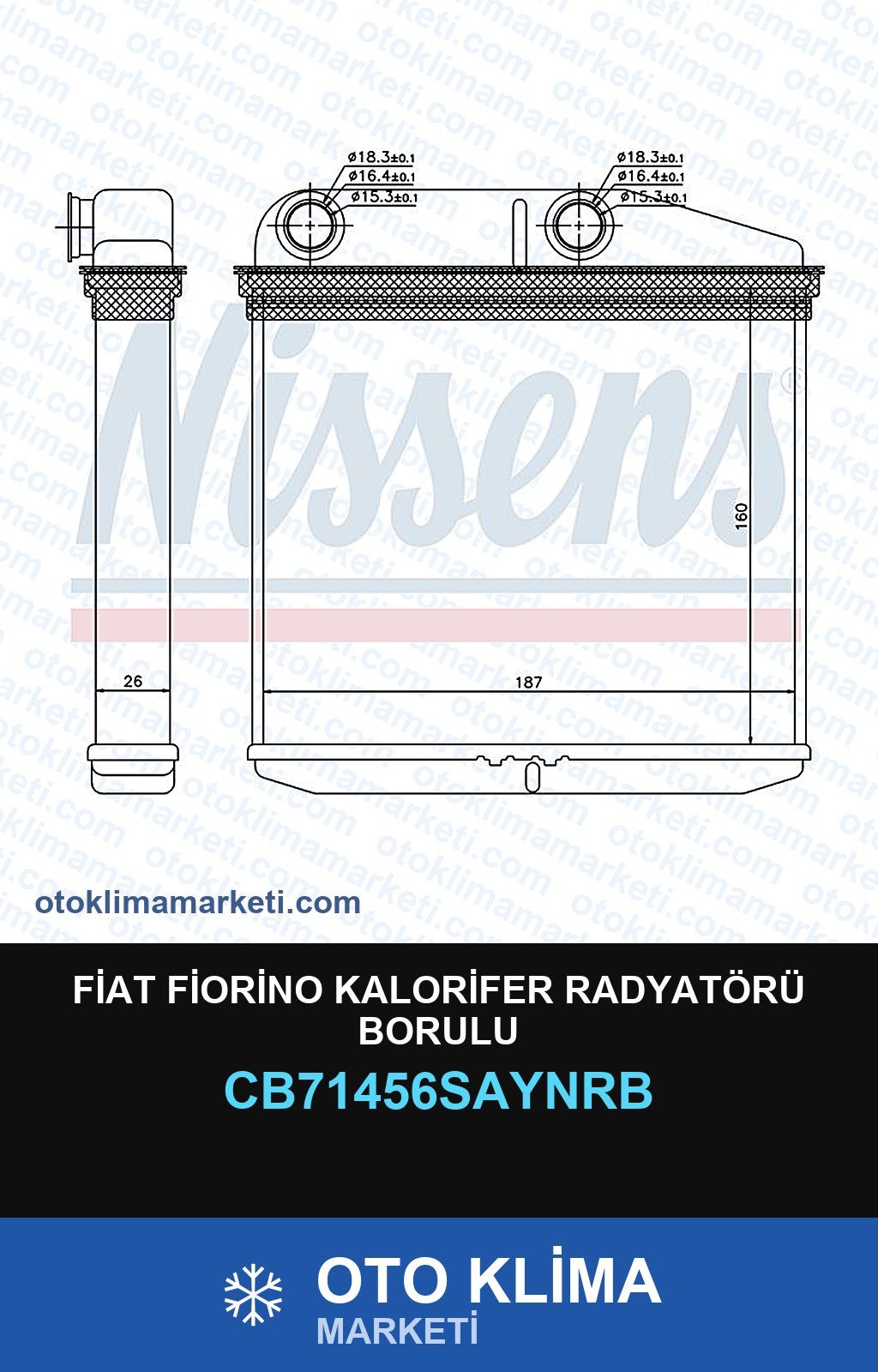 Fiat Fiorino Kalorifer Radyatörü Borulu — KALORİFER PETEĞİ — UNICORE marka — Uyumlu: FIAT