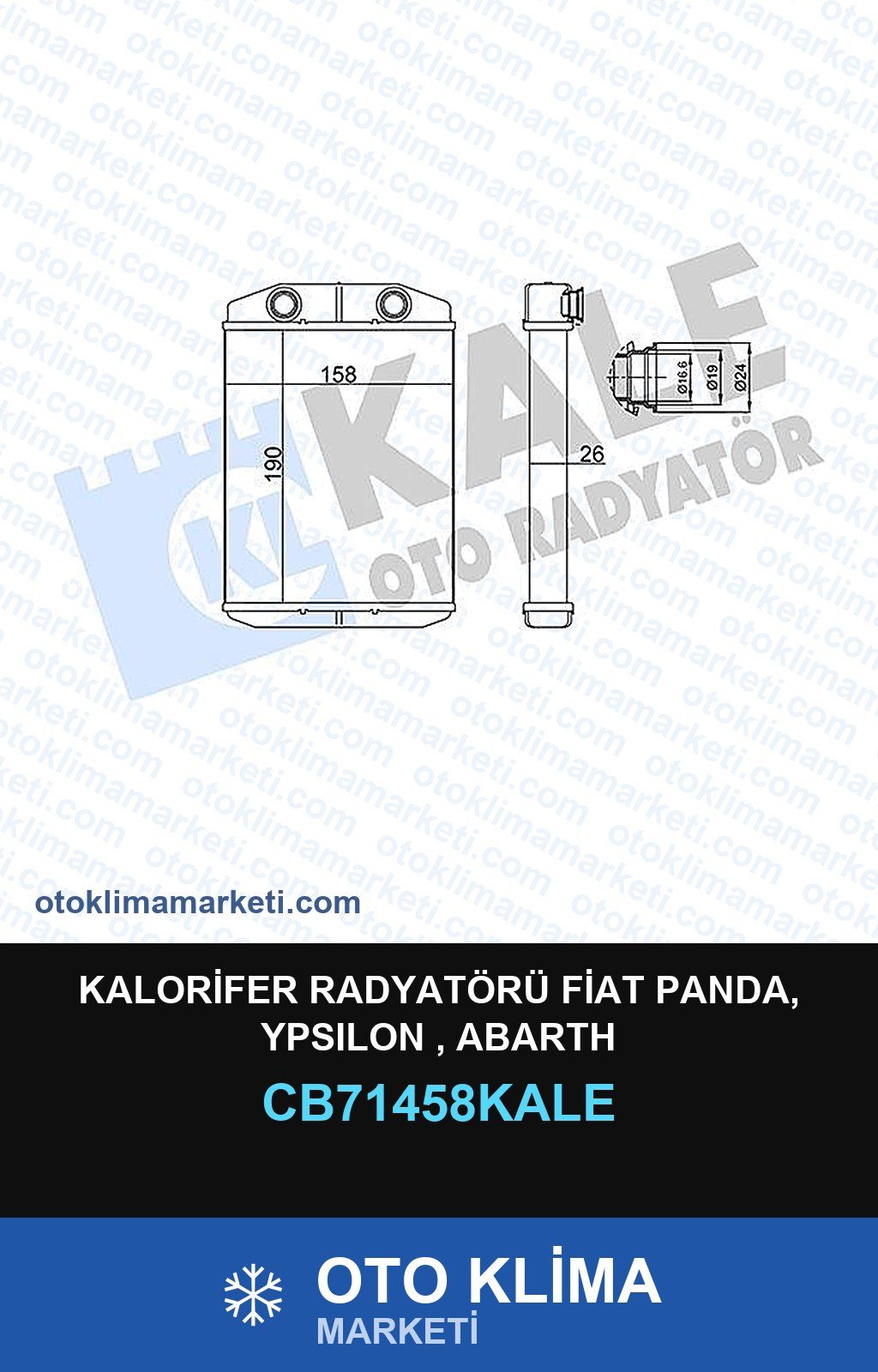 Kalorifer Radyatörü Fiat Panda, Ypsilon , Abarth — KALORİFER PETEĞİ — KALE marka — Uyumlu: ABARTH, FIAT