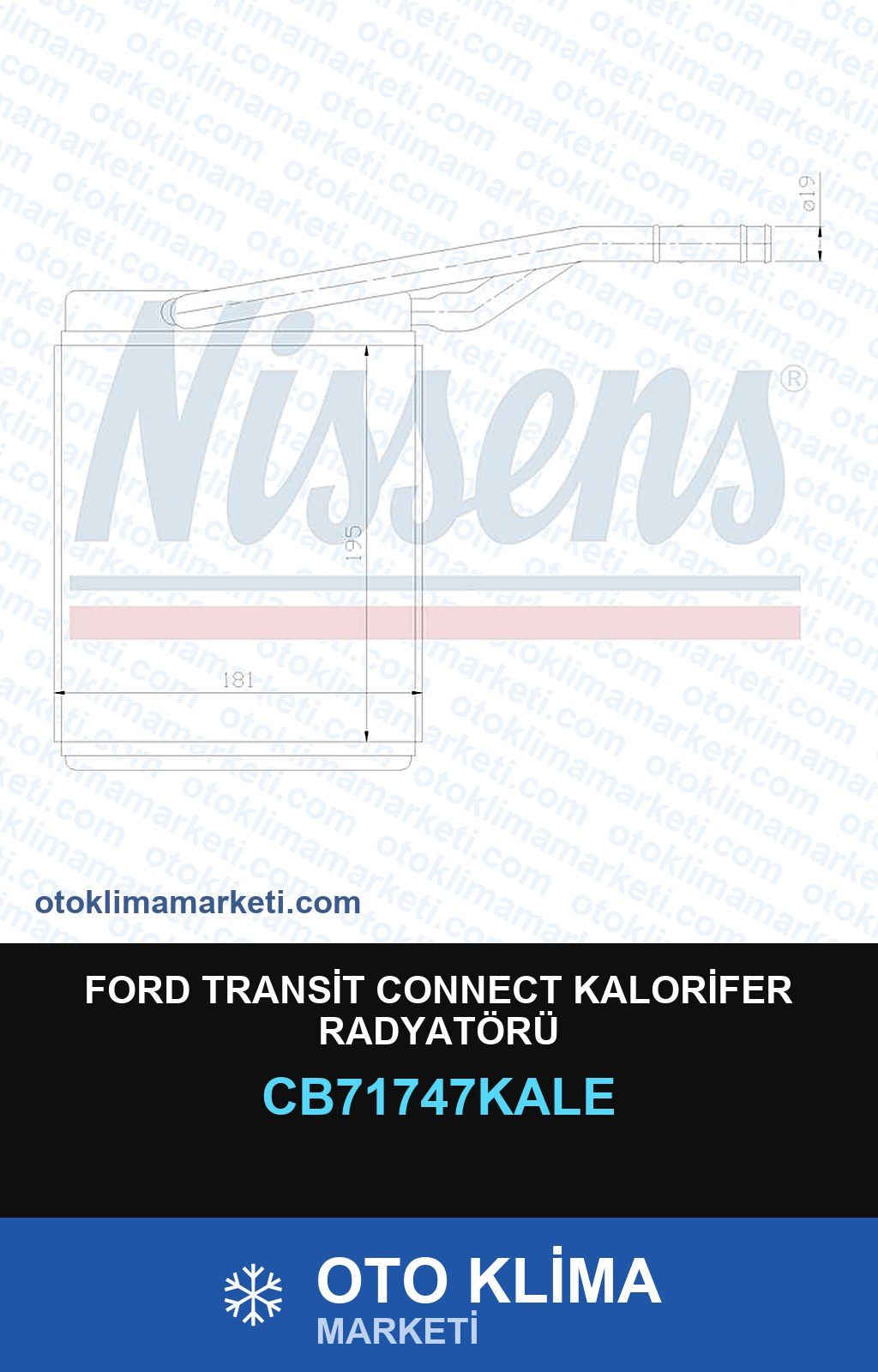 Ford Transit Connect Kalorifer Radyatörü — KALORİFER PETEĞİ — KALE marka — Uyumlu: FORD
