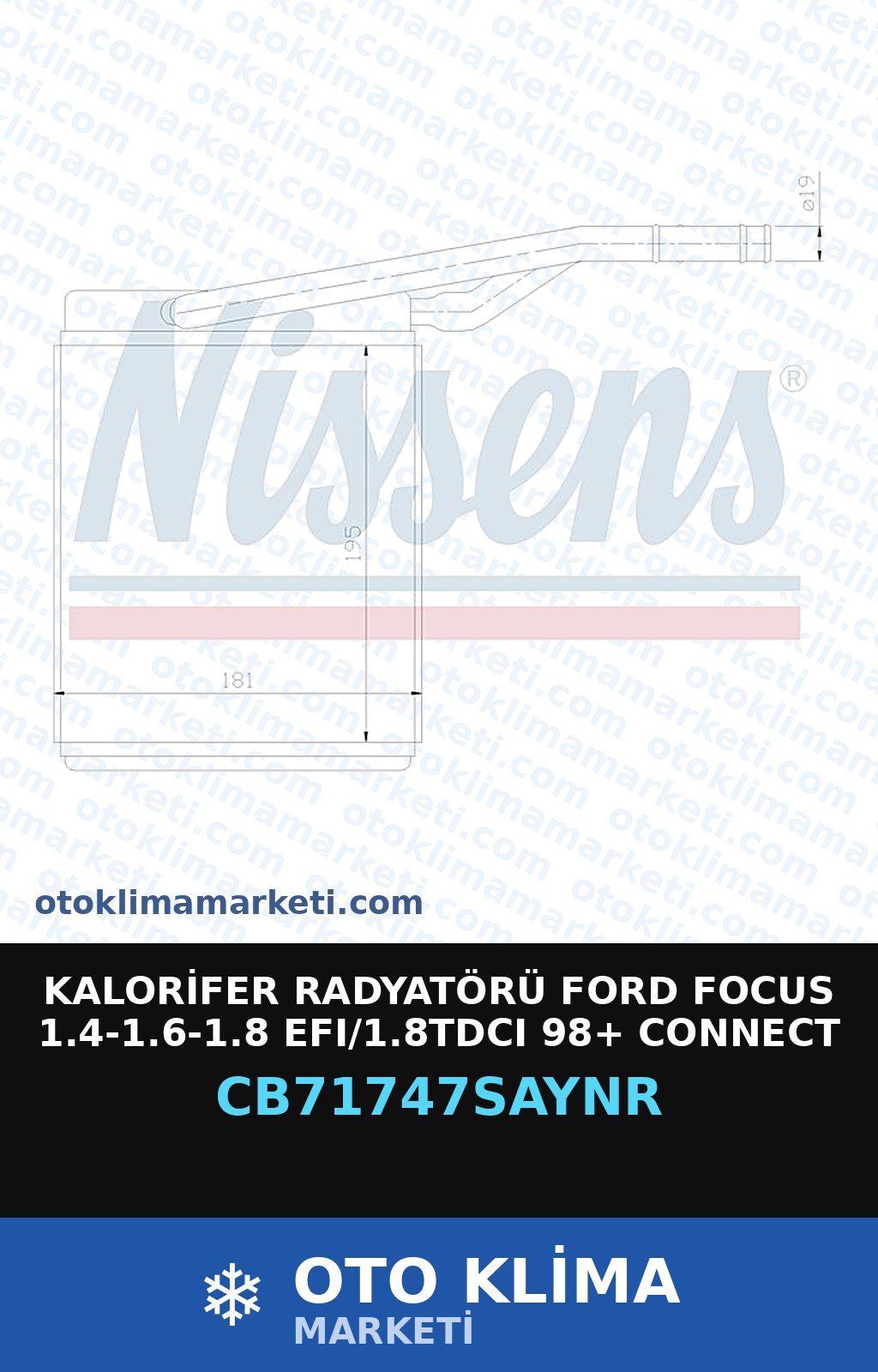 Kalorifer Radyatörü Ford Focus 1.4-1.6-1.8 Efı/1.8TDCI 98+ Connect 1.8 — KALORİFER PETEĞİ — UNICORE marka — Uyumlu: FORD