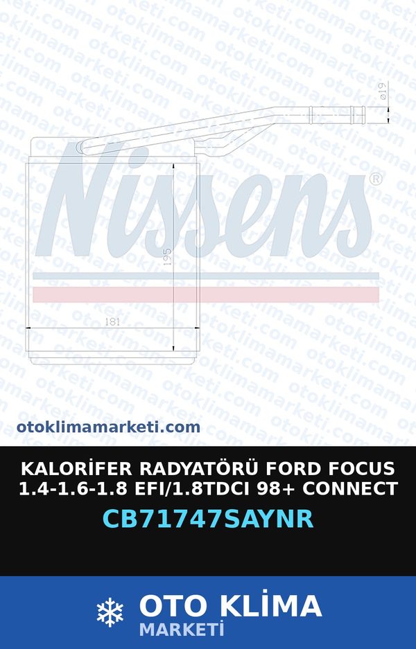 Kalorifer Radyatörü Ford Focus 1.4-1.6-1.8 Efı/1.8TDCI 98+ Connect 1.8 — KALORİFER PETEĞİ — UNICORE marka — Uyumlu: FORD
