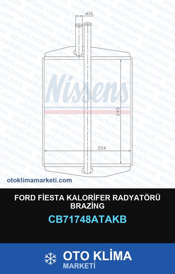 Ford Fiesta Kalorifer Radyatörü Brazing — KALORİFER PETEĞİ — VEKA marka — Uyumlu: FORD