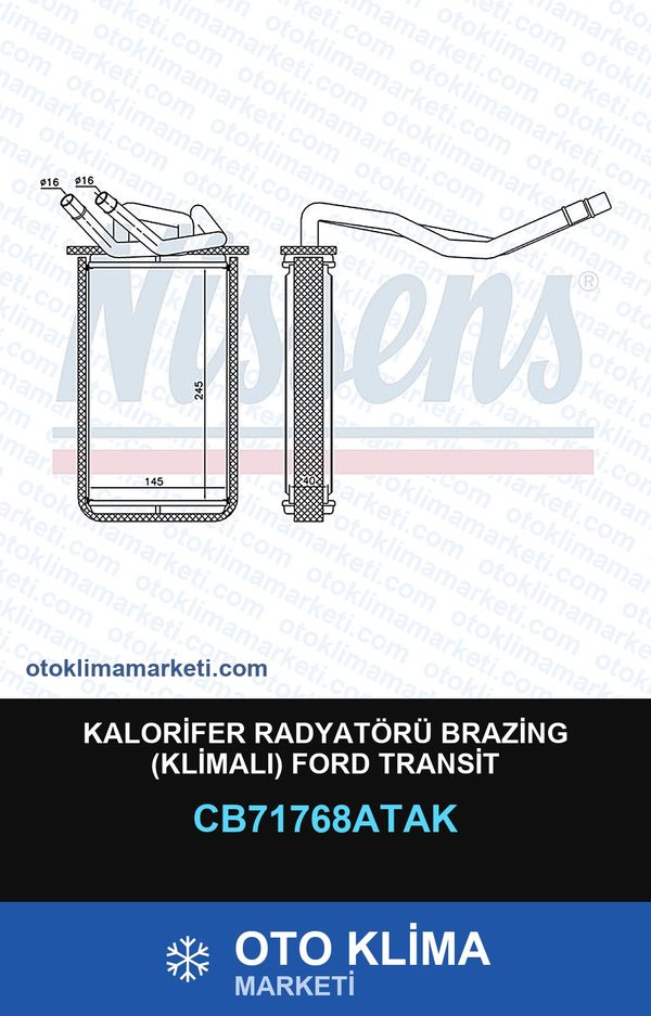 Kalorifer Radyatörü Brazing (Klimalı) Ford Transit — KALORİFER PETEĞİ — VEKA marka — Uyumlu: FORD