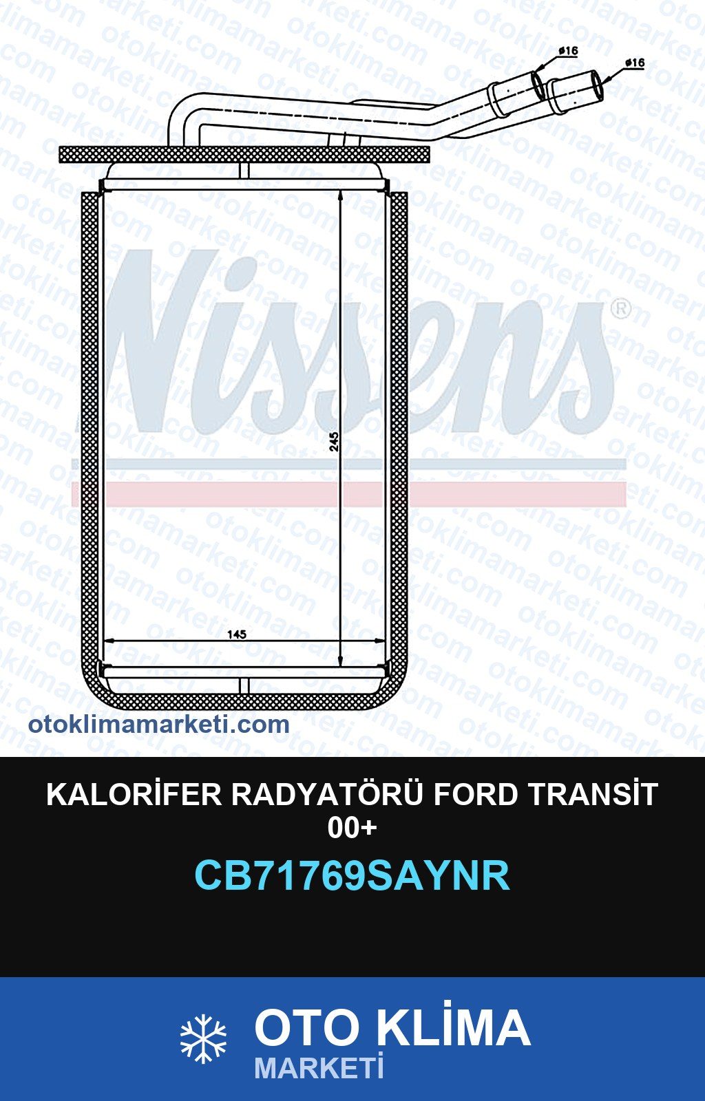 Kalorifer Radyatörü Ford Transit 00+ — KALORİFER PETEĞİ — UNICORE marka — Uyumlu: FORD