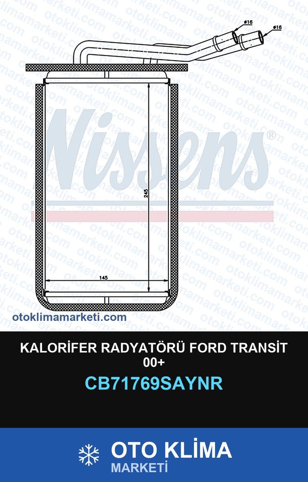 Kalorifer Radyatörü Ford Transit 00+ — KALORİFER PETEĞİ — UNICORE marka — Uyumlu: FORD
