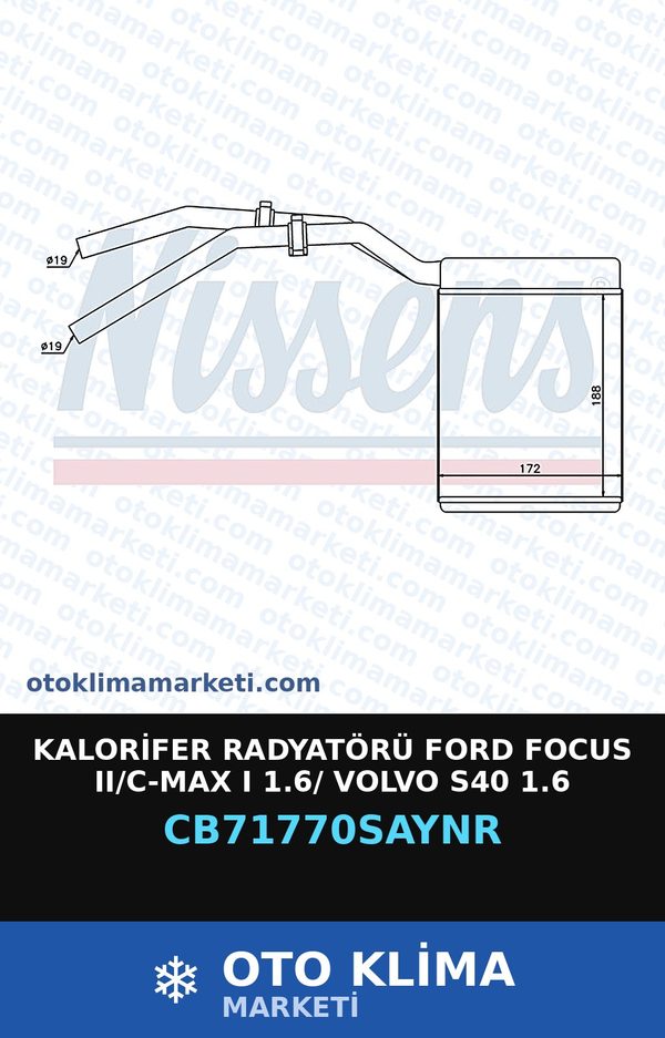 Kalorifer Radyatörü Ford Focus II (2)/C-Max I 1.6/ Volvo S40 1.6 — KALORİFER PETEĞİ — UNICORE marka — Uyumlu: FORD, VOLVO