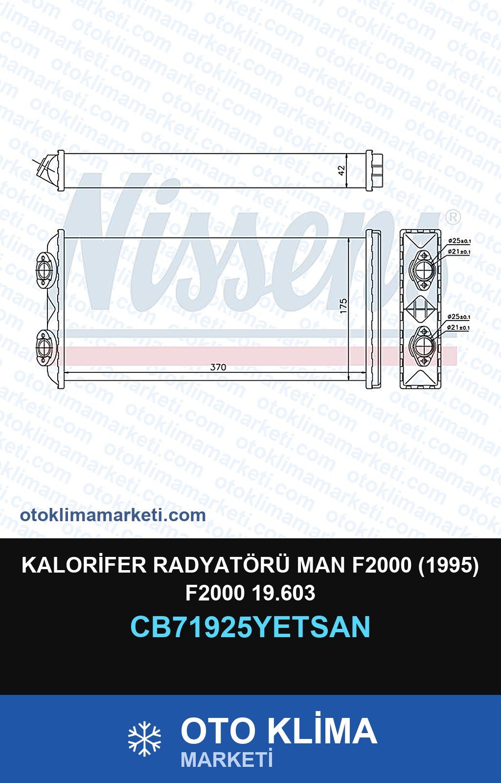 Kalorifer Radyatörü MAN F2000 (1995) F2000 19.603 — KALORİFER PETEĞİ — YETSAN marka — Uyumlu: MAN