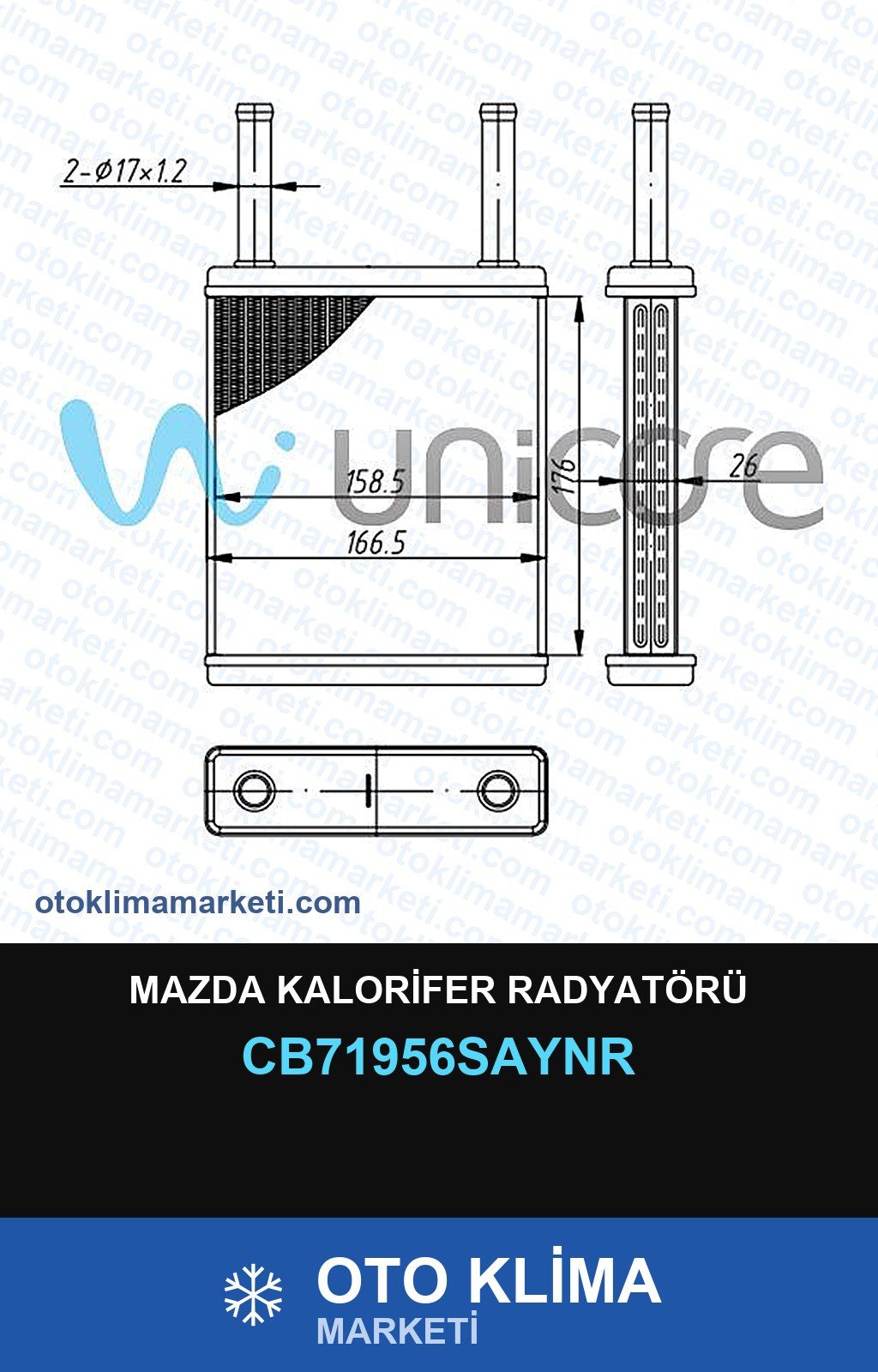 Mazda Kalorifer Radyatörü — KALORİFER PETEĞİ — UNICORE marka — Uyumlu: MAZDA