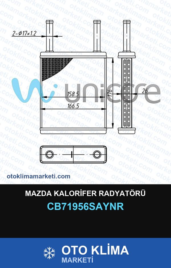 Mazda Kalorifer Radyatörü — KALORİFER PETEĞİ — UNICORE marka — Uyumlu: MAZDA