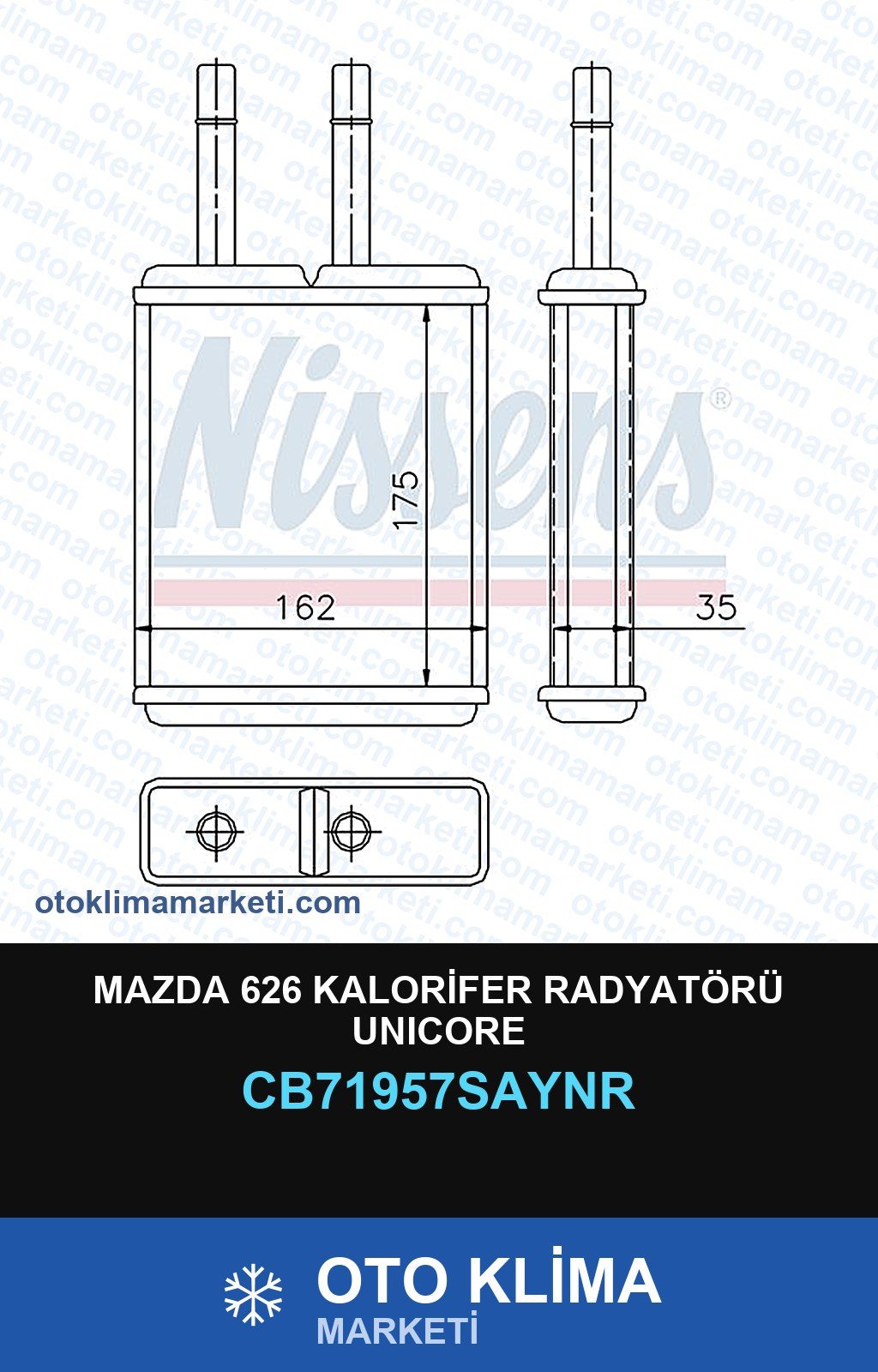 Mazda 626 Kalorifer Radyatörü Unicore — KALORİFER PETEĞİ — UNICORE marka — Uyumlu: MAZDA