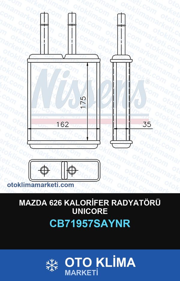 Mazda 626 Kalorifer Radyatörü Unicore — KALORİFER PETEĞİ — UNICORE marka — Uyumlu: MAZDA