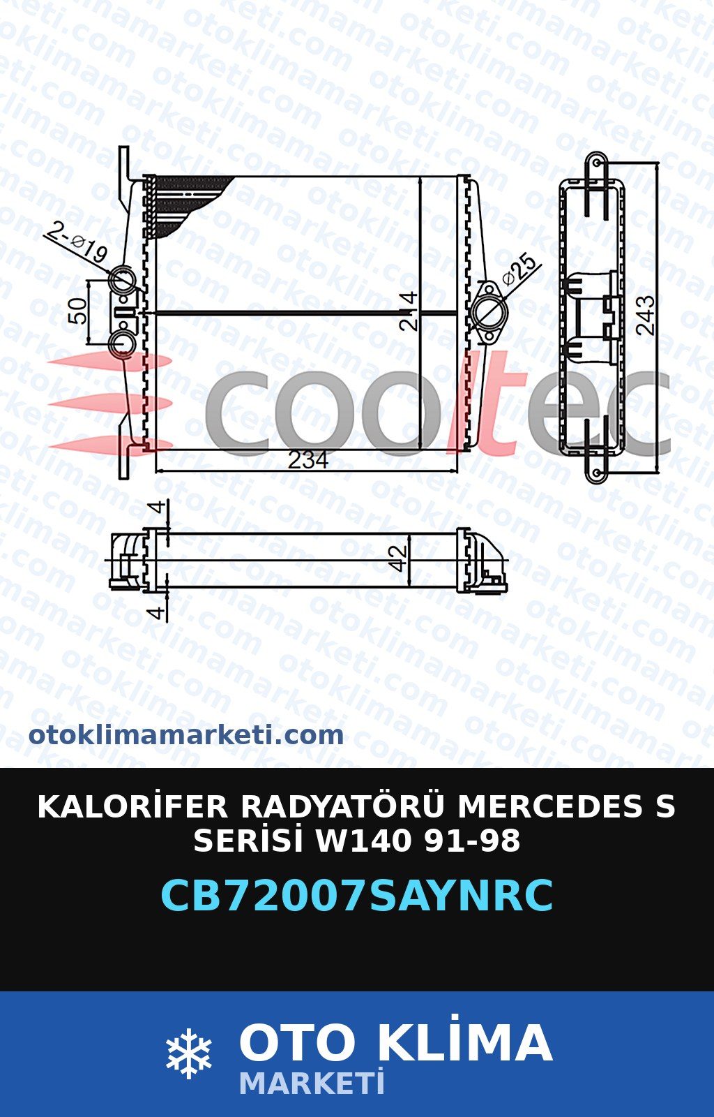 Kalorifer Radyatörü Mercedes S Serisi W140 91-98 — KALORİFER PETEĞİ — COOLTECH marka — Uyumlu: MERCEDES BENZ