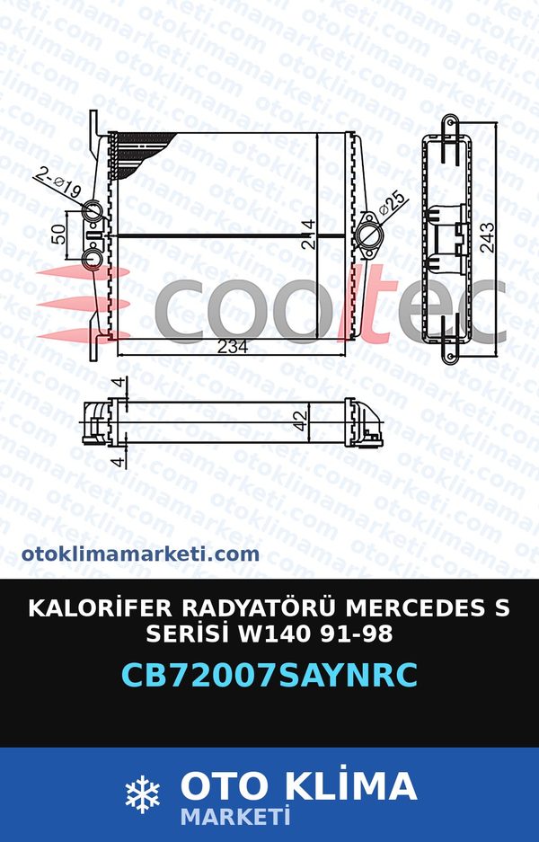 Kalorifer Radyatörü Mercedes S Serisi W140 91-98 — KALORİFER PETEĞİ — COOLTECH marka — Uyumlu: MERCEDES BENZ