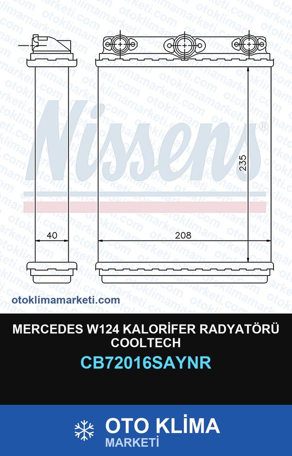 Mercedes W124 Kalorifer Radyatörü Cooltech — KALORİFER PETEĞİ — COOLTECH marka — Uyumlu: MERCEDES BENZ