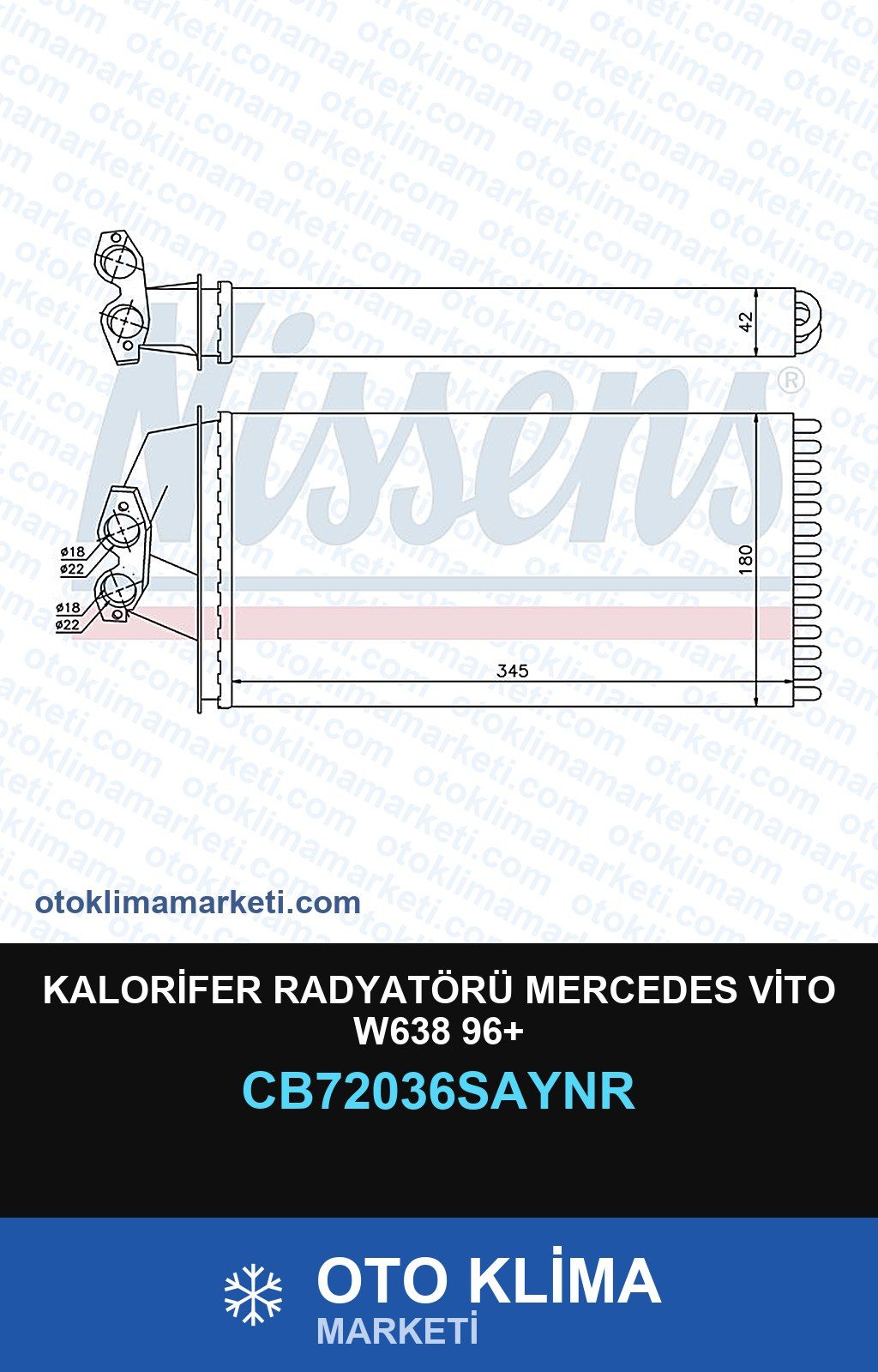 Kalorifer Radyatörü Mercedes Vito W638 96+ — KALORİFER PETEĞİ — COOLTECH marka — Uyumlu: MERCEDES BENZ