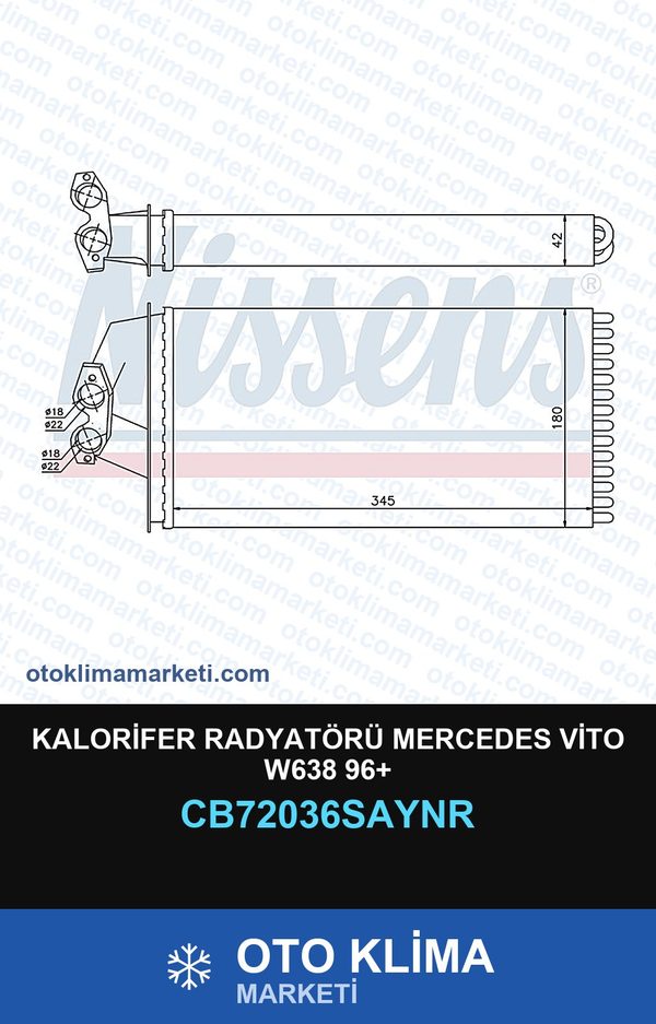 Kalorifer Radyatörü Mercedes Vito W638 96+ — KALORİFER PETEĞİ — COOLTECH marka — Uyumlu: MERCEDES BENZ