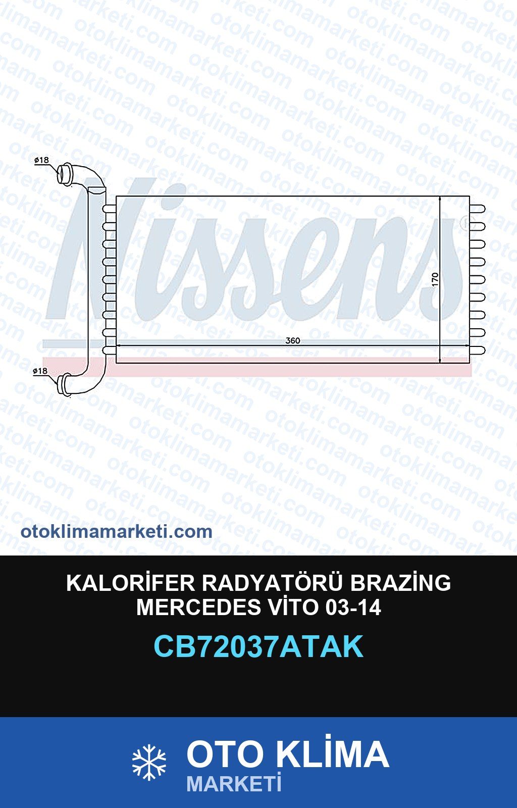 Kalorifer Radyatörü Brazing Mercedes Vito 03-14 — KALORİFER PETEĞİ — VEKA marka — Uyumlu: MERCEDES BENZ