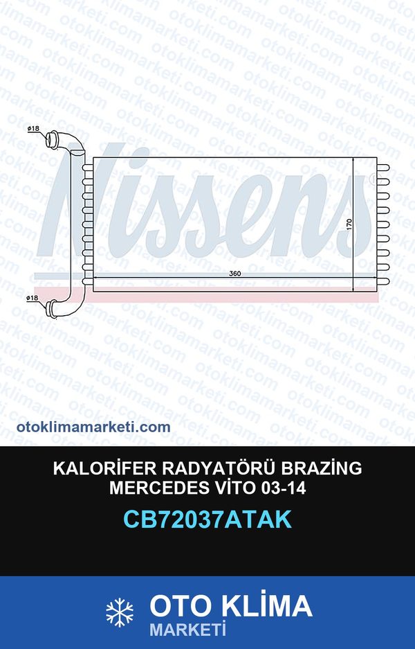 Kalorifer Radyatörü Brazing Mercedes Vito 03-14 — KALORİFER PETEĞİ — VEKA marka — Uyumlu: MERCEDES BENZ