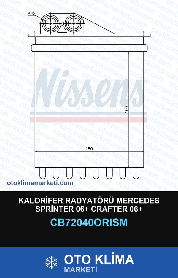 Kalorifer Radyatörü Mercedes Sprinter 06+ Crafter 06+ — KALORİFER PETEĞİ — ORİS marka — Uyumlu: MERCEDES BENZ
