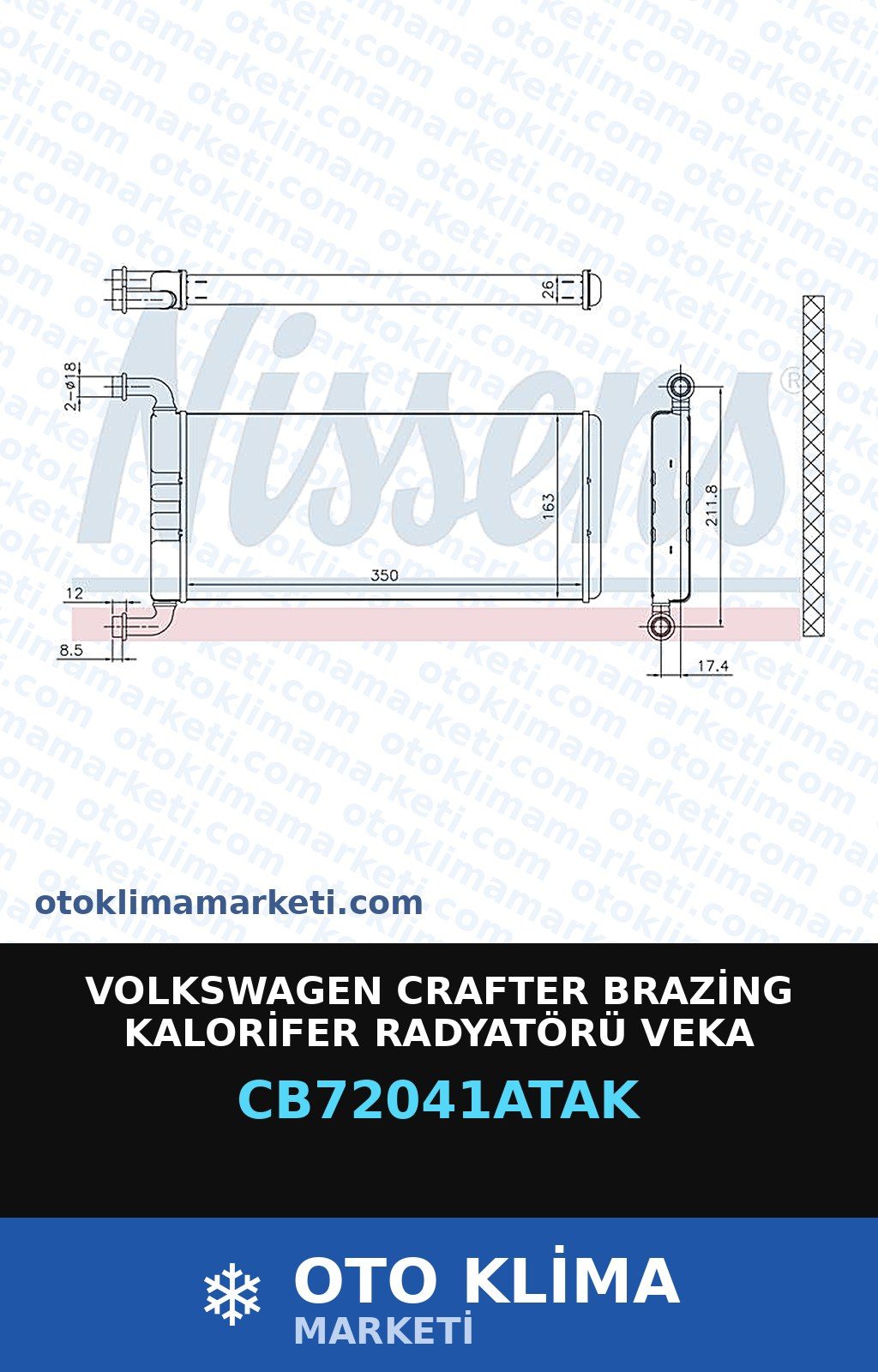 Volkswagen Crafter Brazing Kalorifer Radyatörü Veka — KALORİFER PETEĞİ — VEKA marka — Uyumlu: VOLKSWAGEN