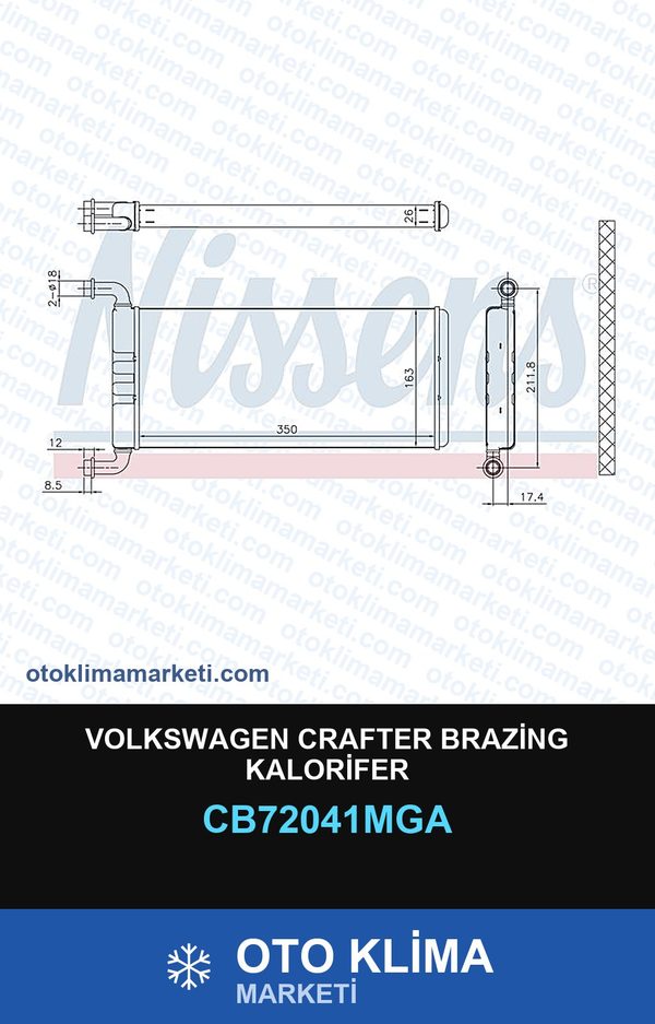 Volkswagen Crafter Brazing Kalorifer — KALORİFER PETEĞİ — MGA marka — Uyumlu: VOLKSWAGEN