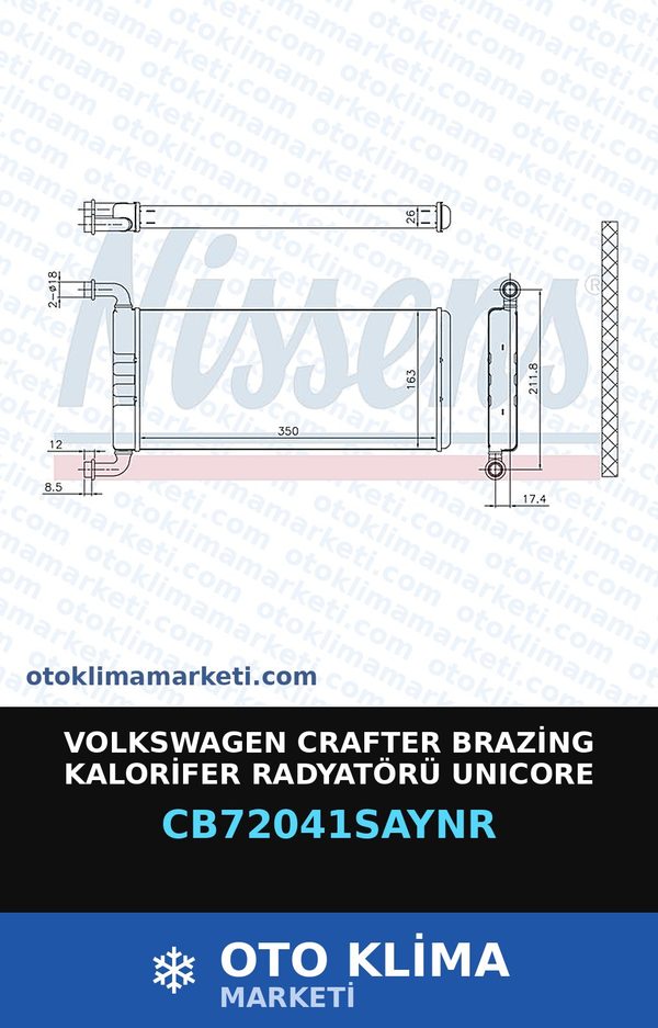 Volkswagen Crafter Brazing Kalorifer Radyatörü Unicore — KALORİFER PETEĞİ — UNICORE marka — Uyumlu: VOLKSWAGEN