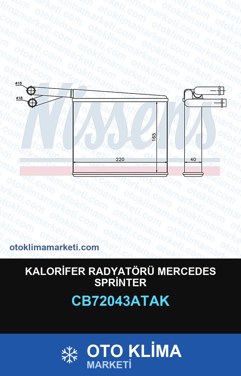 Kalorifer Radyatörü Mercedes Sprinter — KALORİFER PETEĞİ — VEKA marka — Uyumlu: MERCEDES BENZ