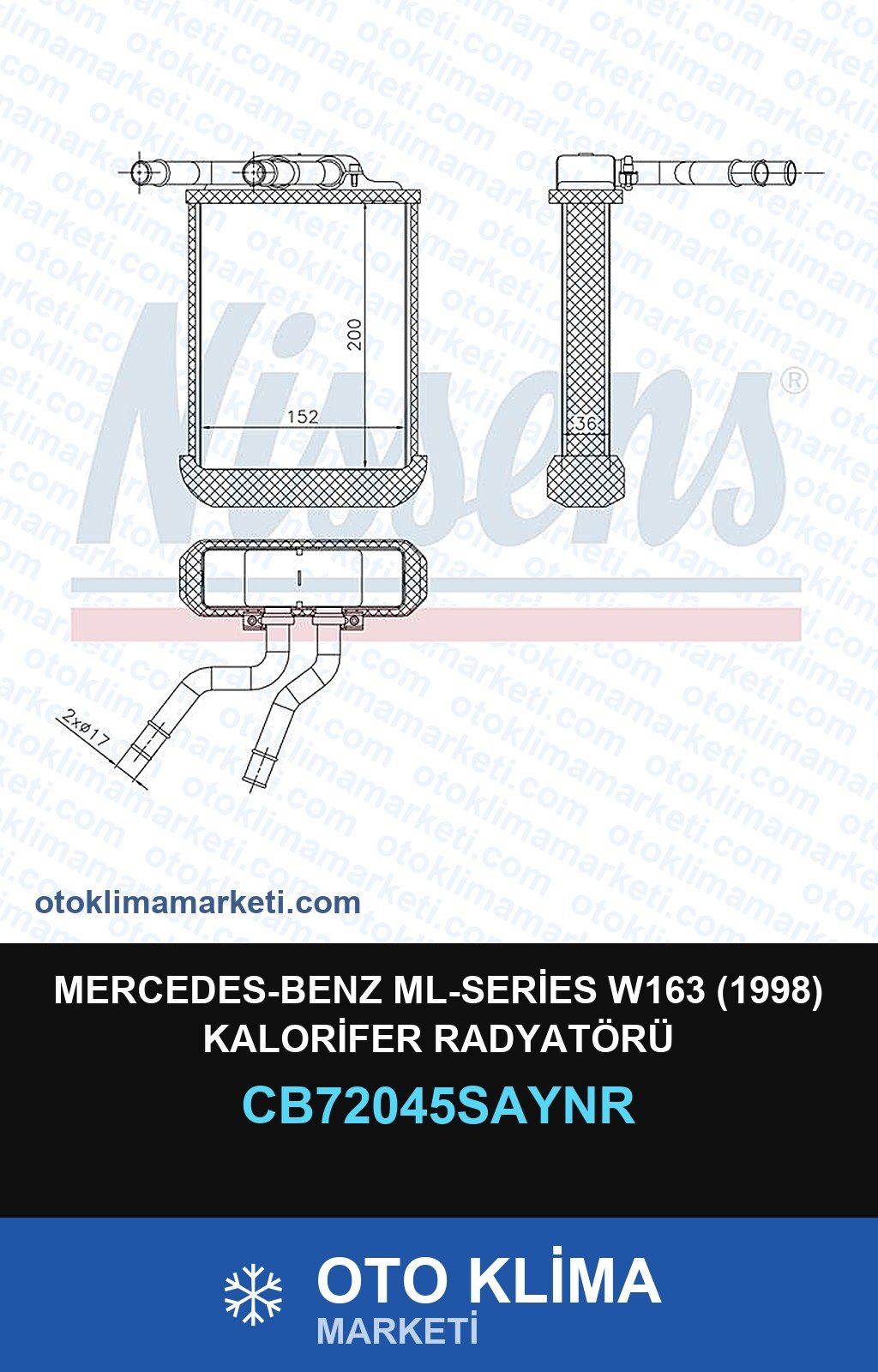 Mercedes-Benz ML-Series W163 (1998) Kalorifer Radyatörü — KALORİFER PETEĞİ — UNICORE marka — Uyumlu: MERCEDES BENZ