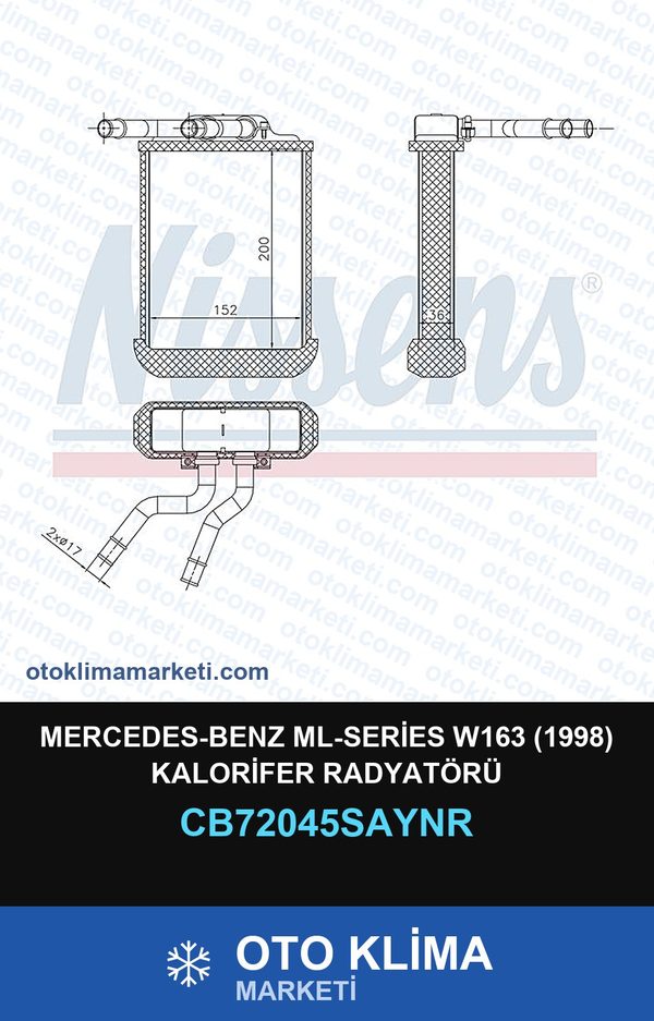 Mercedes-Benz ML-Series W163 (1998) Kalorifer Radyatörü — KALORİFER PETEĞİ — UNICORE marka — Uyumlu: MERCEDES BENZ