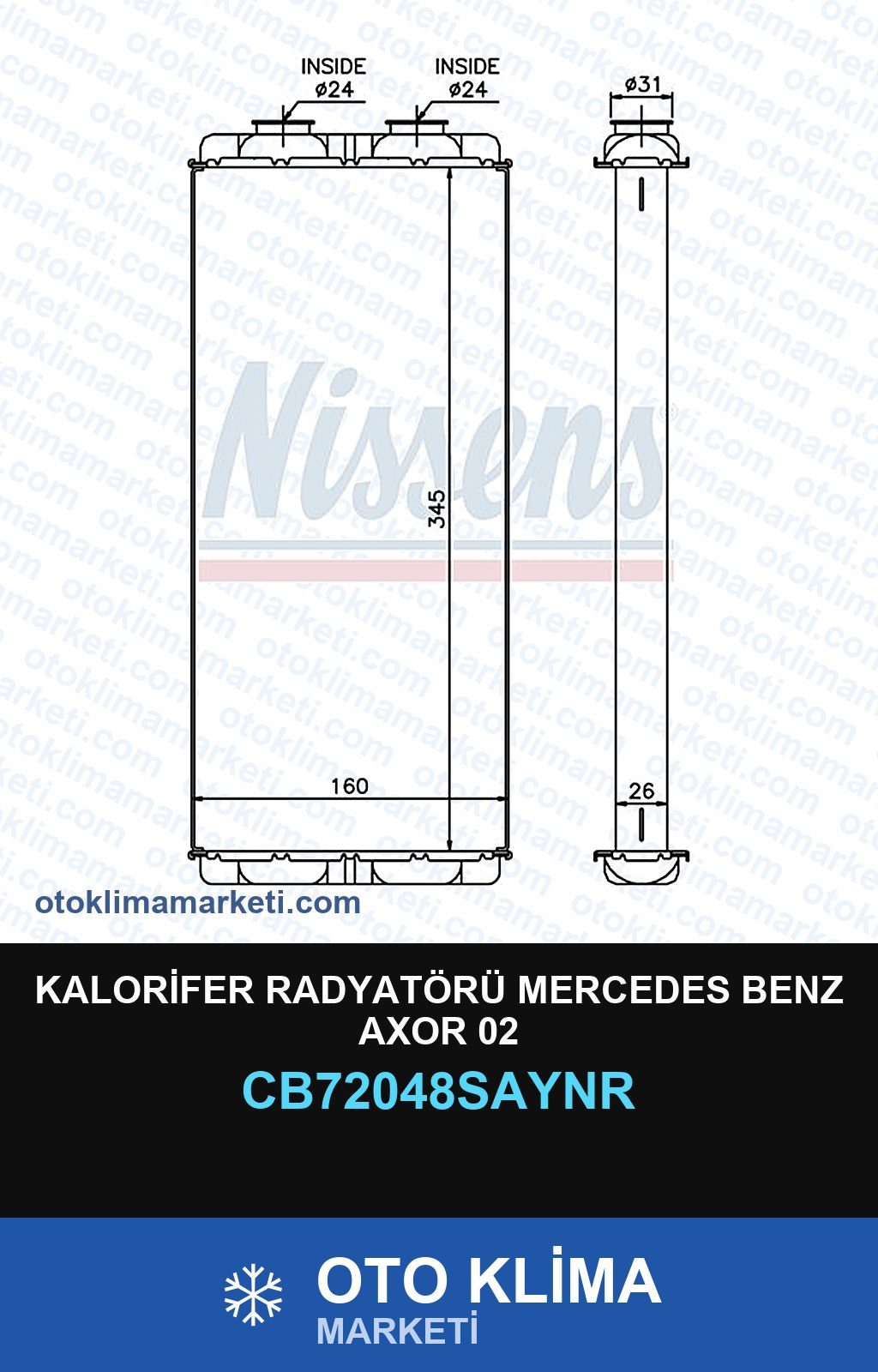 Kalorifer Radyatörü Mercedes Benz Axor 02 — KALORİFER PETEĞİ — UNICORE marka — Uyumlu: MERCEDES BENZ