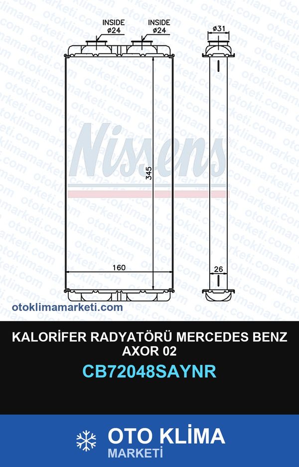 Kalorifer Radyatörü Mercedes Benz Axor 02 — KALORİFER PETEĞİ — UNICORE marka — Uyumlu: MERCEDES BENZ